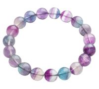 Natural Crystals Gemstone Stretchy Bracelet,Rainbow Fluorite Jewelry Gift