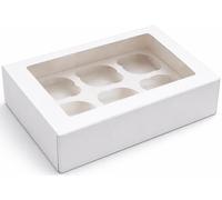 Natural Cuisine 10 x Premium White 6 Hole Cavity Cupcake Boxes/Muffin Boxes with Window and Inserts