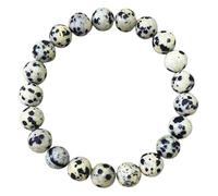 natural dalmatian jasper gemstone 8mm|round shape smooth cut stone |6.5 inch|black & white color stone |energy stretch bracelet | healing wristband | handmade jewelry | LK_WOSB_00795LK_WOSB_00795