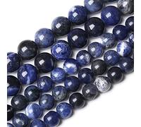 Natural Dark Blue Sodalite Stone Beads Round Loose Spacer Beads for Jewelry Making DIY Bracelet Assortments 90Pcs 4mm 1 Strand (4mm, Natural Blue Sodalite)