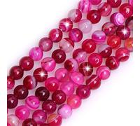 Natural Dark Pink Onyx Agate Gemstone Semi Precious Round 6mm Loose Beads for Jewellery Making DIY Bracelet Necklace Crafts 15''