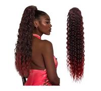 Natural Deep Curly Ponytail Extensions Long Curly Wave Drawstring Fake Tail for Women Synthetic Ponytail Perfect Looking(1BTBUG)