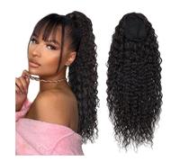Natural Deep Wave Drawstring Ponytail Brazilian Human Hair Curly Ponytail Hairpiece Clip In Hair Extensions Tail Perfect Looking(16inches)