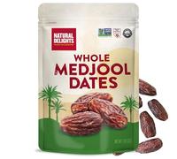 Natural Delights Medjool Dates - Large & Plump Whole Dates Medjool, Non-GMO Verified, Good Source of Fiber, Naturally Sweet Fruit Snack, Perfect for On-the-Go - Medjool Dates Whole, 8 oz Container
