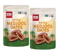 Natural Delights Medjool Dates Pitted - Non-GMO Verified Fruit, Good Source of Fiber & Potassium, Naturally Sweet, Snack for On-The-Go, Large & Plump Dates - 8 oz Pouch (Pack of 2)