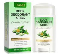 Natural Deodorant, Deodorant Cream, Body Deodorant, 72-Hour Odor Protection, Aluminium Free, Plastic Free, Sensitive Muscles Are Available, Cucumber & Mint Flavor 75g