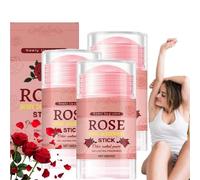 Natural Deodorizing Body Care Stick with Rose, 72H Odor Control for Skin, for Underarms/Feet, Compact Roll-On for Gym Bag & Travel (3PCS)