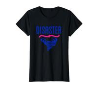 Natural Disaster Blue and Pink Text Designed Value Graphic T-Shirt, Women, Black, L