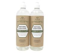 Natural Dish Soap Organic Formula - Comes with Sponge and Scrub Brush for Cleaning Dishes and Washing All Kitchen Items. Powerful and Eco Friendly Cleaner is Non Toxic. 2 24 oz Bottles. TriNova.