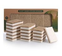 Natural Dish Sponges 16 Pack - Biodegradable Sponge Kitchen Compostable Cellulose Coconut Scrubber - No Scratch Cleaning Sponges