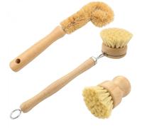 Natural Dish Washing Brush Set with Ergonomic Wooden Handle, EcoFriendly Pot and Bottle Cleaner