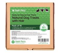 Natural Dog Treats with Hair - Natural Dog Dewormer Pack containing Rabbit Ears with Fur for Dogs, Lamb Leg, Buffalo Ear and Rabbit Feet (Pack of 10)