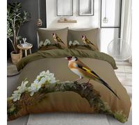 Natural Double Duvet Cover Set, Flower And Bird Bedding Sets with Zipper Closure, Soft Cozy Microfiber Duvet Cover and 2 Pillow Cases 50 x 75 cm a1588