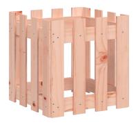 vidaXL Natural Solid Wood Douglas Fence Design Garden Planter 40 x 40 x 40cm - Brown - Wilko
