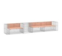 vidaXL Garden Bench with Gabion Basket in Solid Douglas Wood and Galvanised Steel - Compact and Versatile Bench for Gardens, Patios and Backyards.