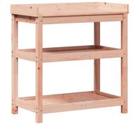 vidaXL Solid Wood Douglas Potting Table with Shelves - Brown Garden Workbench, Ventilated Slat Design for Outdoor, Patio, Terrace, Greenhouse - 82.5x45x86.5 cm, 12.8 kg