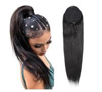 Natural Drawstring Straight Ponytail Brazilian Remy Human Hair Extensions for Women Perfect Looking(20inches)