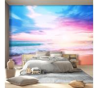 Natural Dreamy Beach Sky Large Wall Mural Photo Wallpaper Mural - Pink Non-Woven Decorative Wallpaper for Children's Bedroom Living Room Decoration, Easy to Apply 150 x 105 cm (W x H)