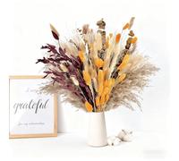 Natural Dried Flower Bouquet Decor - Pampas Grass, Cotton Stems, Bunny Tails, Eucalyptus, Lavender & Wheat - Rustic Boho Decor for Home, Fall Decorations for Home, Wedding, or Gift