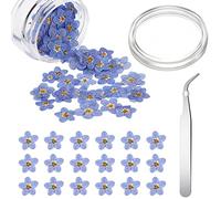Natural Dried Forget Me Not Flowers - Silver Elbow Tweezers for Real Pressed Small Flowers - Jewelry, Candle, Card Making DIY