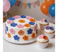 Natural Dried No-Edible Flowers for Cakes - Sakura Style 36pcs Set (12 Orange+12 Blue+12 Pink) | Cake Decorations | Cocktail Garnish Wedding Dessert Topper