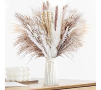 Natural Dried Pampas Grass (UK Company), 65PCS Dried Flowers Fluffy Pampas Grass Bouquet, Artificial Pampas for Wedding Floral Arrangements Boho Home Decor