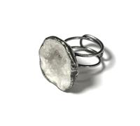Natural Druzy Agate Crystal Clear Statement Ring for Women Big Rings Adjustable Open Size Gemstone Dainty Trendy Simple Party Wedding Band Thumb Rings Birthday Jewelry Gifts for Her, Metal, Drusy