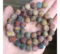Natural Dull Polish Matte Pink Zebra Jaspers Stone 4/6/8/10mm Round Loose Beads for Jewelry Making DIY Bracelet Necklace 15 Inch-Matte Picasso jasper-10mm Approx 34-36pcs