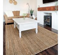 Natural Durable Eco Friendly Jute Area Rug Flatwoven Versatile Mat | Lounge Living Dining Room Utility Kitchen Rugs - Dirt Trapper
