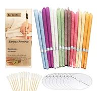 Natural Ear Candles Beeswax Candling Cones, Fragrance Organic Plant Material Hollow Cone Candles 16 Pcs (8 Colours), Hollow Cone Candles with 8 Protective Disks