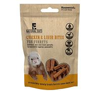 NATURAL EATS *NEW* 3 X 50G CHICKEN & LIVER FERRET BITES REAL MEAT TREATS 60460