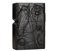 Natural Ebony Black Wood Carved Lighter Outer Casing for Zippo Insert Kit(Skeleton Knight)