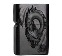 Natural Ebony Black Wood Carved Lighter Shell Box For Zippo Module (Dragon 1#)