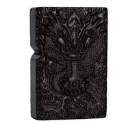 Natural Ebony Black Wood Carved Lighter Shell Box For Zippo Module (Dragon)