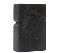 Natural Ebony Black Wood Carved Lighter Shell Box For Zippo Module (Wolf Totem)