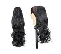Natural Elegant Layered Wavy Ponytail Extension, Drawstring Synthetic Hairpiece for Parties Daily Use Perfect Looking(1B)