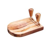 KitchenCraft Natural Elements Double Mezzaluna Knife with Wooden Herb Chopping Board (2-Piece Set)