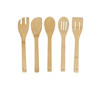 Natural Elements Eco Bamboo Kitchen Utensil Set, Non Stick Safe, 5 Pieces | Protects delicate cookware from scratches; eco-friendly, biodegradable design ensures sustainable, everyday commercial use.