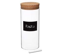 Natural Elements Large Glass Storage Jar with Cork Lid and Chalkboard Label, 1.5 Litres