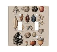 Natural Elements Light Switch Cover Plates/Outlet Covers, Earthy Brown Seed Pods for Home Decor, Thermoplastic Wall Plates, Standard Size Double Toggle
