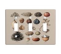 Natural Elements Light Switch Cover Plates/Outlet Covers, Earthy Brown Seed Pods for Home Decor, Thermoplastic Wall Plates, Standard Size Triple Toggle