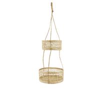 Natural Elements Natural Seagrass 2-Tier Hanging Planter, Woven Indoor Hanging Basket in Beige Natural Elements Beige