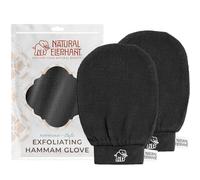 Natural Elephant Exfoliating Hammam Glove | Authentic Moroccan Kessa Body Scrub Mitt for Spa-Quality Skin Renewal | Pure Black 2 Pack