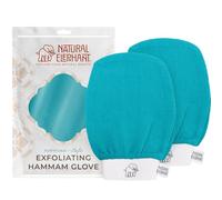 Natural Elephant Exfoliating Hammam Glove - Face and Body Exfoliator Mitt Teal Waves (Pack of 2)