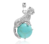Natural Elephant Stone Crystal Sphere Pendant -Leopard-Green Turquoise