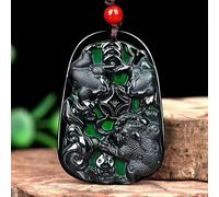 Natural Emerald Black Jadeite Toad Black Jade Pendant Necklace