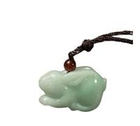 Natural Emerald Chinese Zodiac Pendant Necklace Jewellery Fashion Ccessories Hand-Carved Man Woman (Gem Color : Rabbit)