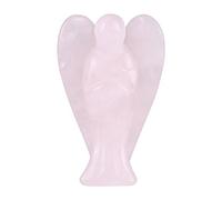 Natural Energy Crystal Healing Stone, Guardian Angel Shape, Exquisite Carved Crystal Figurine, for Meditation and Energy Work (Pink)