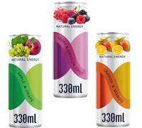 Natural Energy Sparkling Variety Pack - 330ml - Raspberry & Rose, Dark Fruits with Guarana, Grape & Apple with Ginseng - Refreshing, Healthy Energy Drinks - Prd (12 x Bottles)