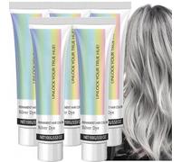 Natural Essence 2 in 1 Extract Cream, Silver Gray Hair Dye, Gray Hair Dye Cream, Unisex DIY Fashion Silver HairDye Permanent, Long-Lasting and Vibrant At-Home Hair Colour (5PC, 100g)
